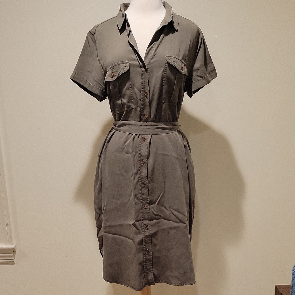 Teddi Rose Elegant Gray Shirt Dress